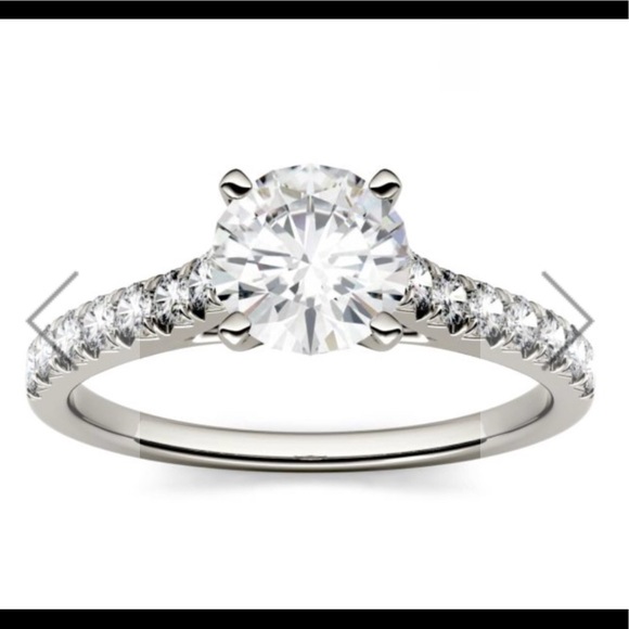 Forever One Round Mosissanite Solitaire - Picture 7 of 8